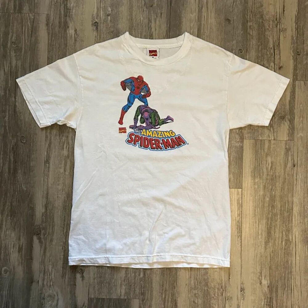 Vintage 2000s Marvel Comics The Amazing Spiderman Green Goblin Tee T-Shirt